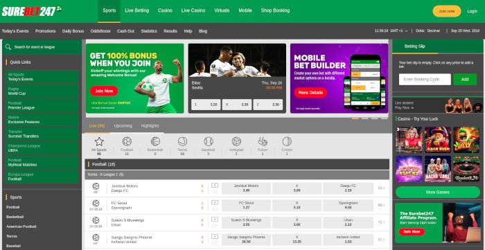 SureBet247 main page